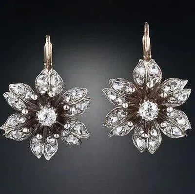 Women's silver retro fashion earrings with alloy construction and electroplated finish