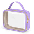 Transparent PVC lipstick storage wash bag with carrying chain in leopard print colour.