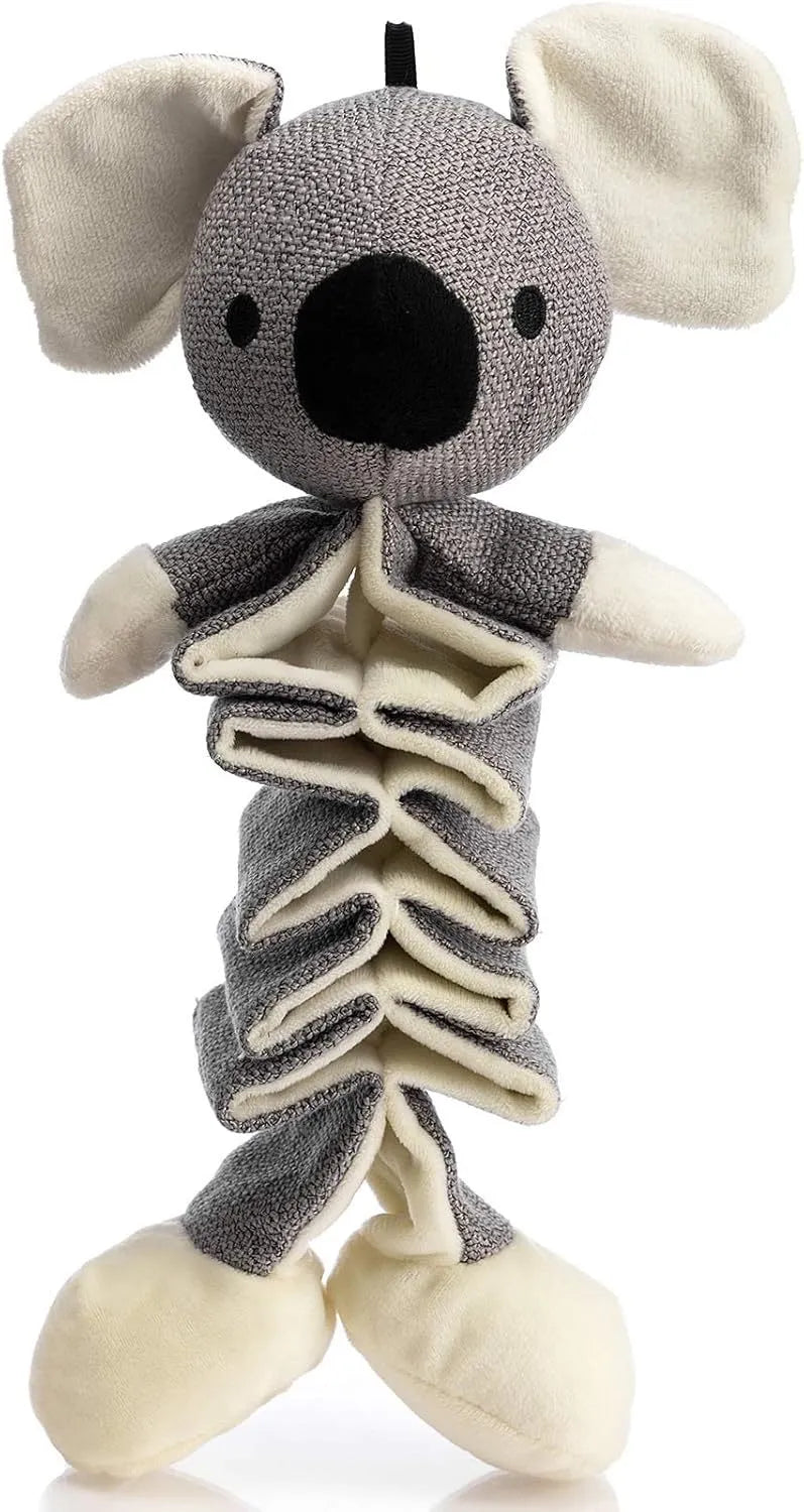 Hollypet grey koala dog toy measuring 30cm with squeaker and crinkle paper