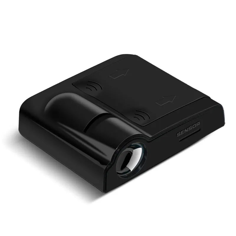 Universal car decorative projection radium lamp in black or beige, showing compact ABS plastic housing.