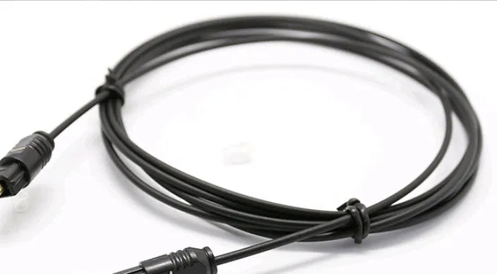 OD2.2 digital optical audio cable with Toslink connectors, showing slim PVC jacket.