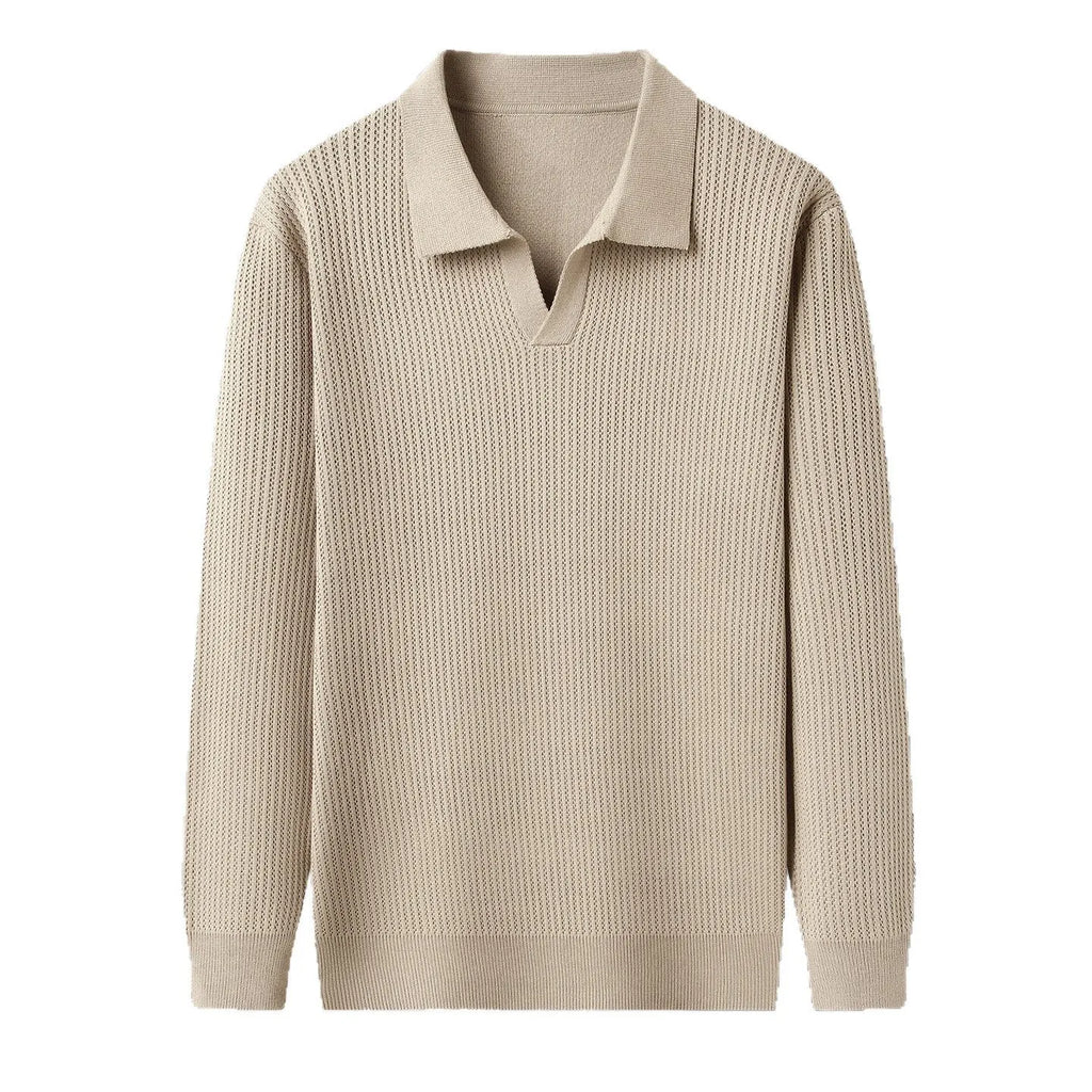 Men's loose fit pullover sweater in green colour, casual design with long sleeves