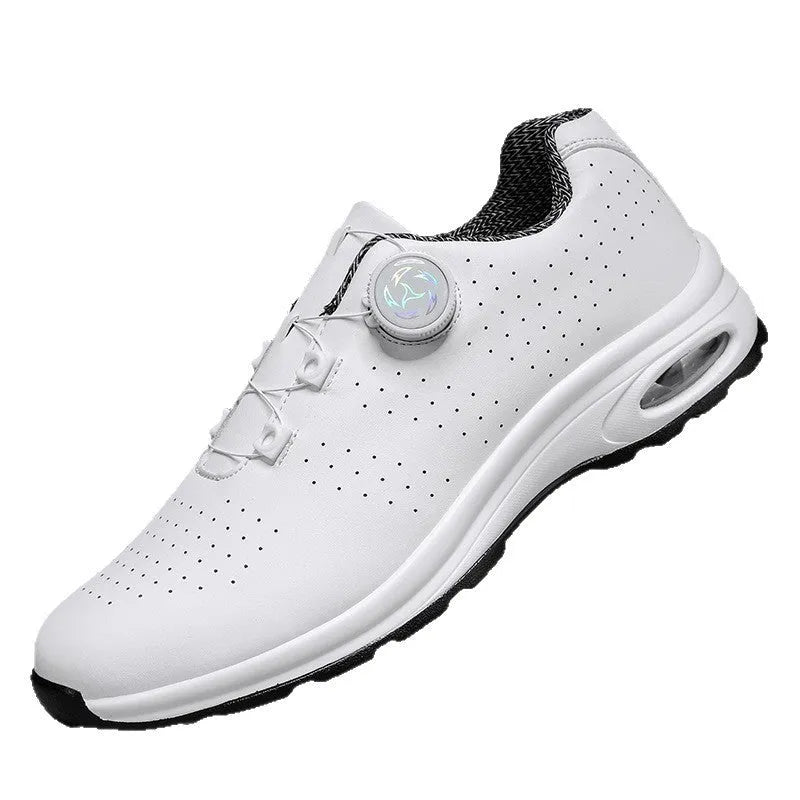 Low-top black and white mesh casual sports shoes with cross shoulder straps and composite sole