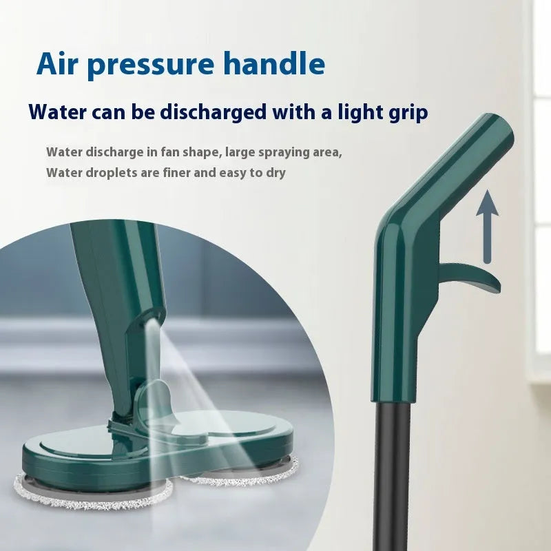 USB rechargeable wireless sweeping and mopping all-in-one machine in white or green.