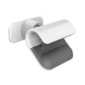 Black universal car phone holder with 360-degree rotating head on dashboard