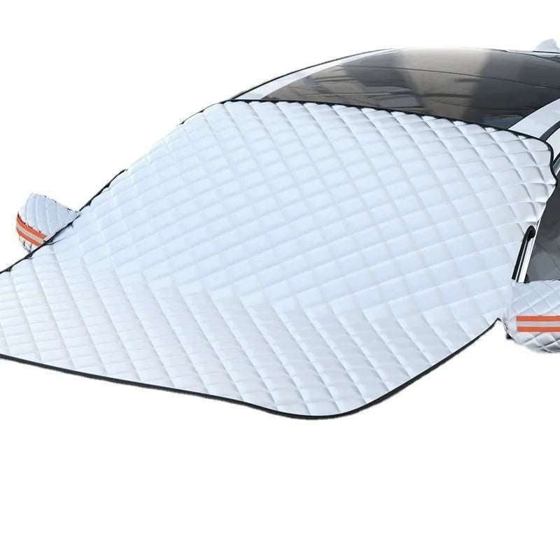 Large aluminium foil winter car cover with magnets and reflective stripes for SUV frost protection