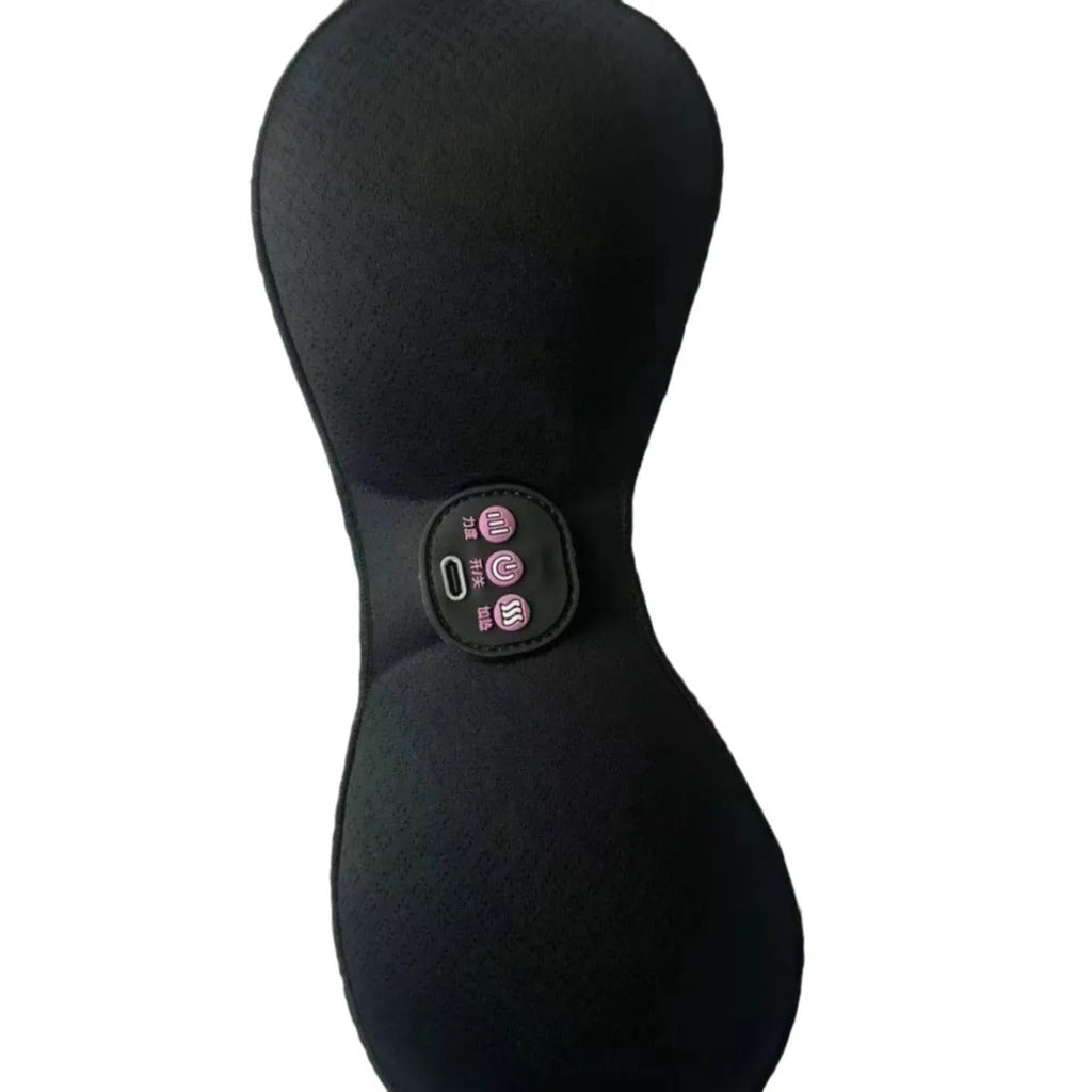 Black electric massage bra inner cushion with 3-key control panel for vibration massage