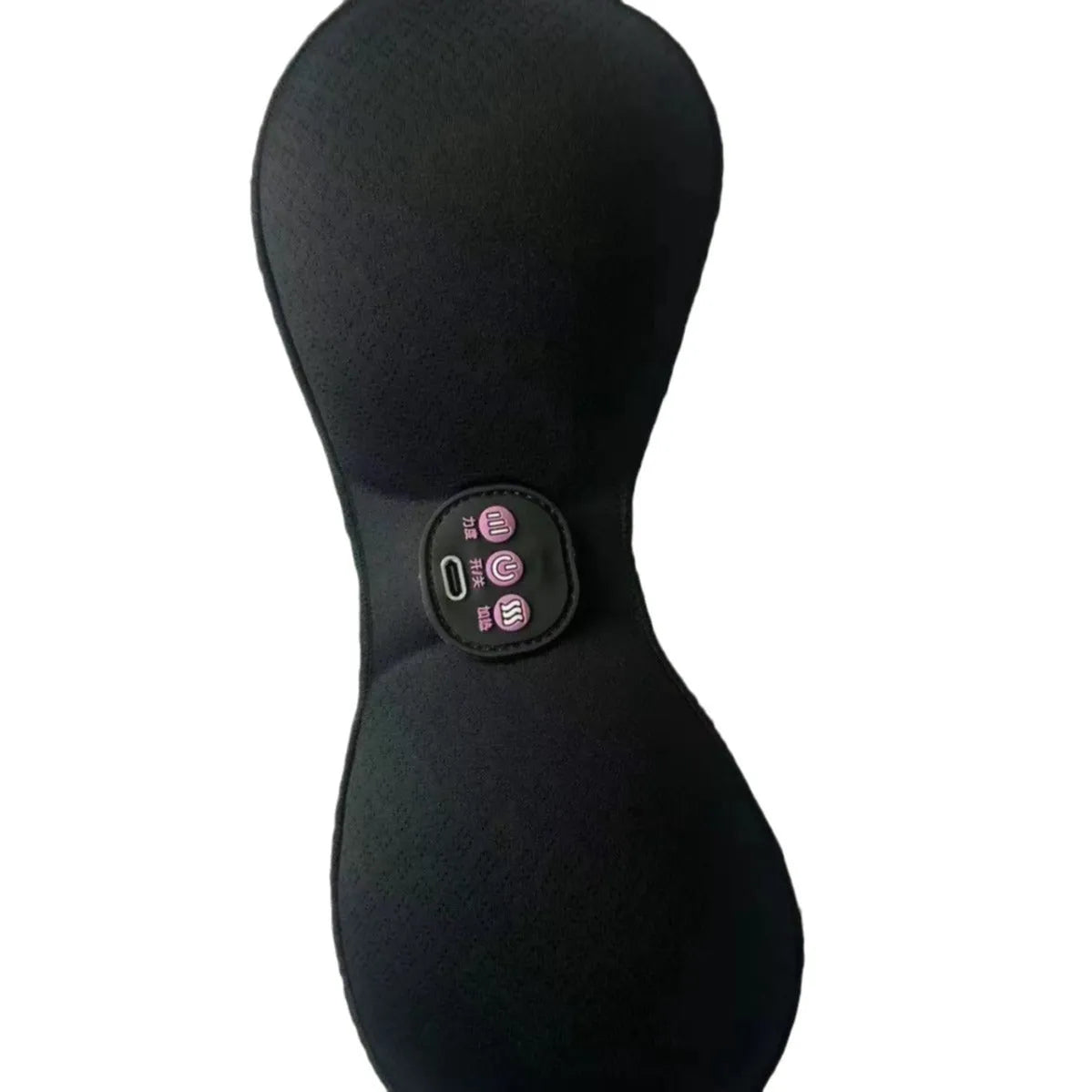 Black electric massage bra inner cushion with 3-key control panel for vibration massage