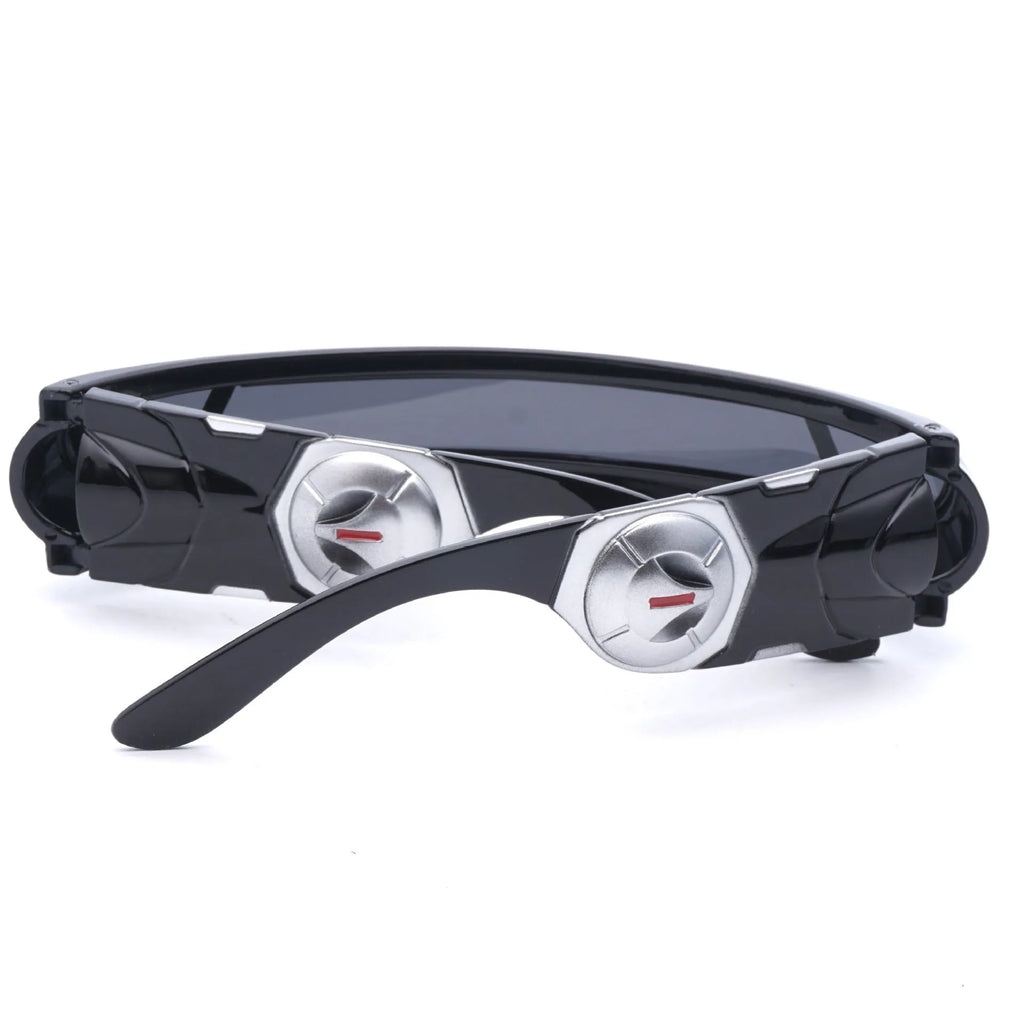 Black polarised sports sunglasses with a full rim PC frame, shown with blue mercury tinted lenses.