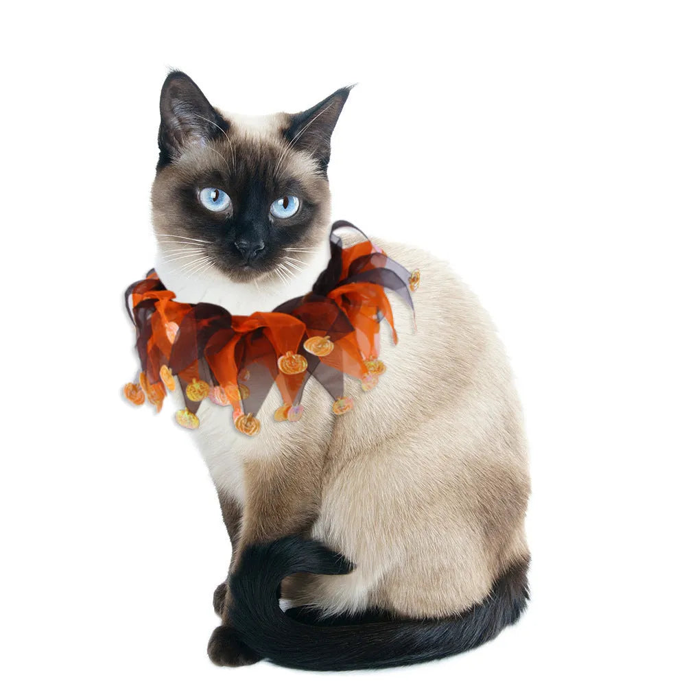 Tie-dye cloth pet collar with Christmas and Halloween colour themes in free size