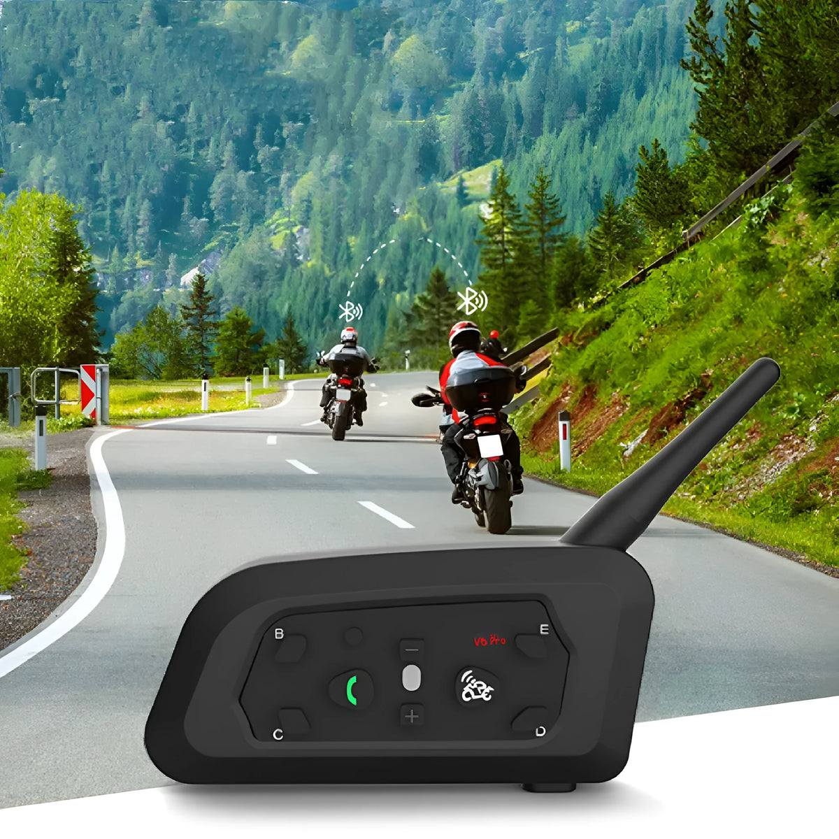 V6pro motorcycle helmet Bluetooth intercom with mounting clips and charging cable