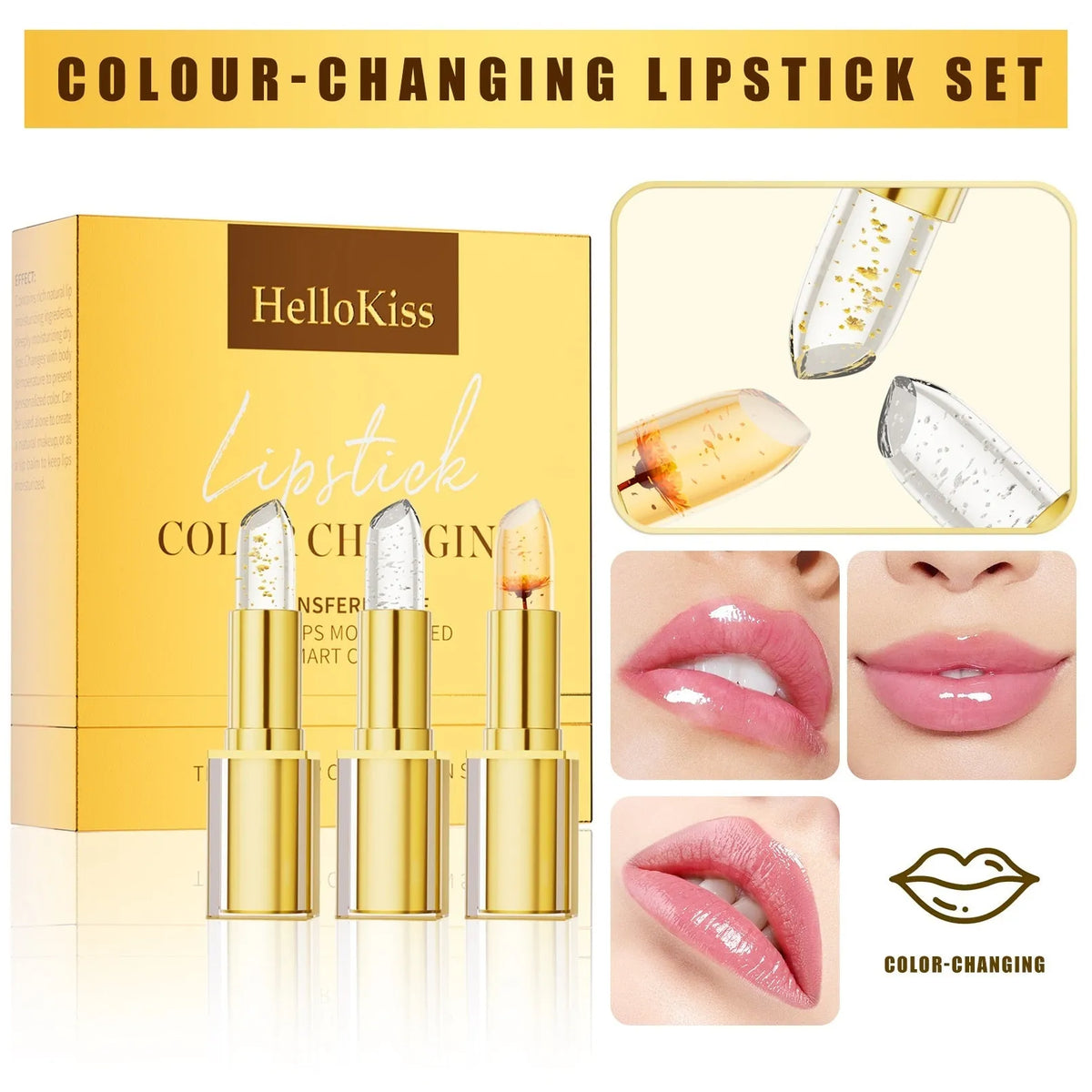 Anti-smudge gilding warm colour-changing lipstick in 3.5g size with universal formula