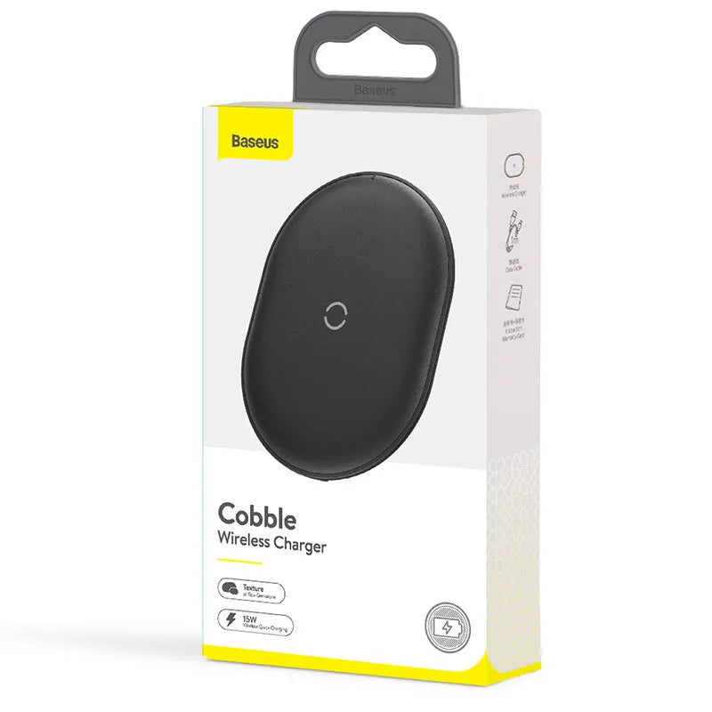 Baseus Rough 15W wireless charging pad in black or white with Type-C port