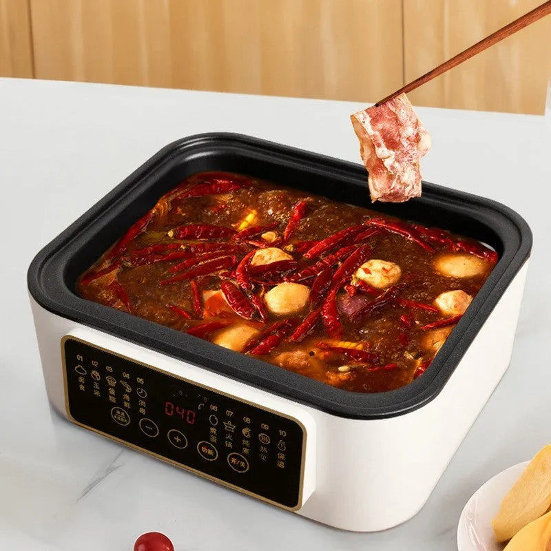 Stainless steel electric steamer with automatic water measuring and 10L capacity
