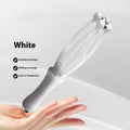 Blue and white steel ball finger massager hand joint roller on a neutral background.