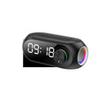 Extra bass portable mini clock speaker in S8 Black, S8 White, and S8 Blue colour options with USB charging cable