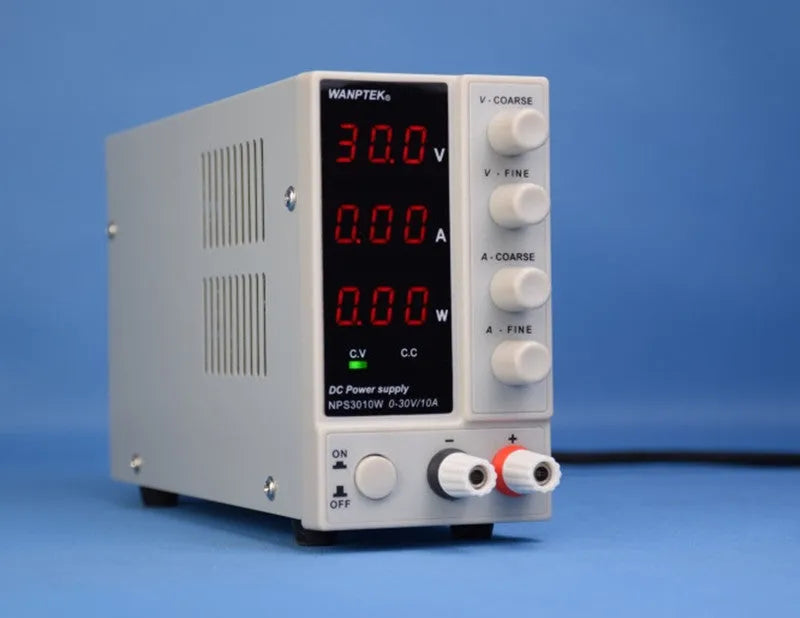 White NPS605W adjustable DC laboratory bench power supply with 0-60V 0-5A output.