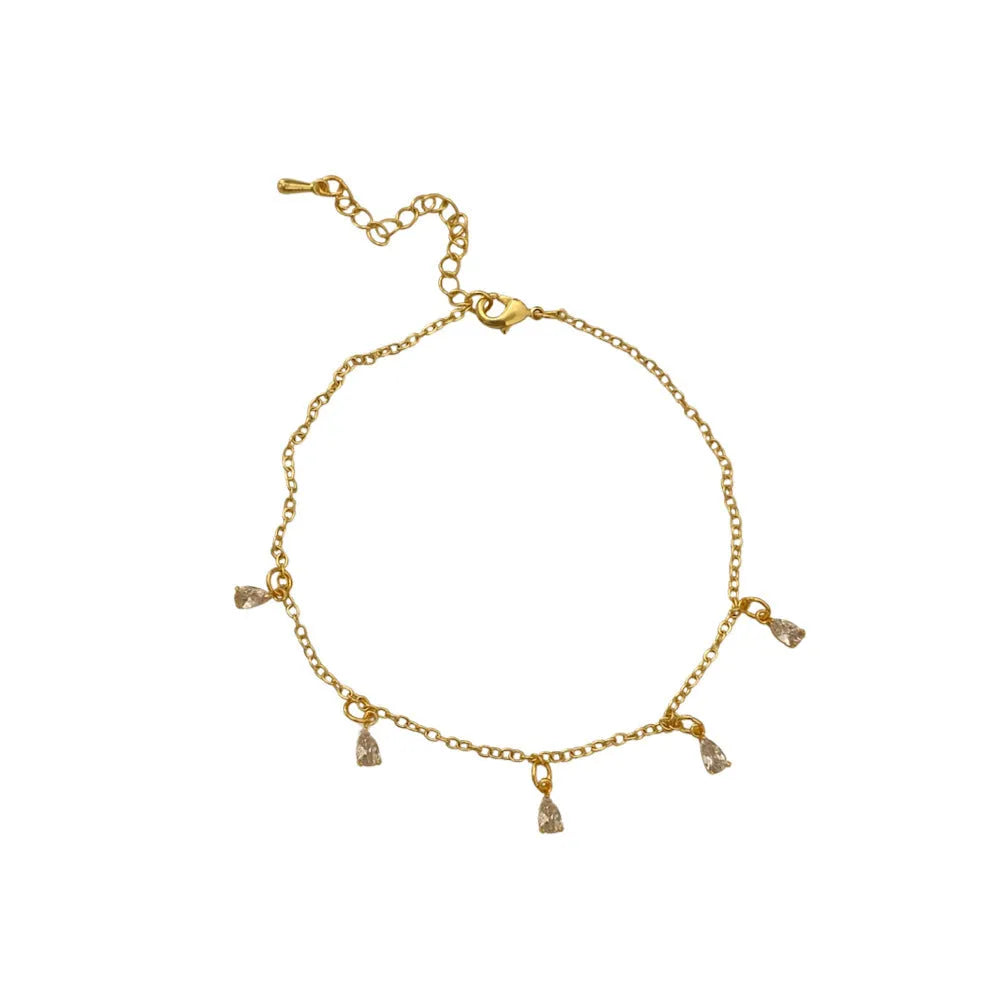 Women's zircon jewellery set showing necklace, earrings, and anklet with geometric meteor shower design
