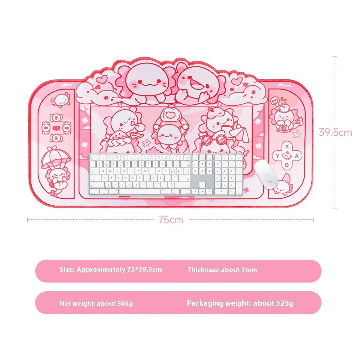 Hexagonal dragon crane machine anime cartoon large mouse pad 75x40cm with wrist support