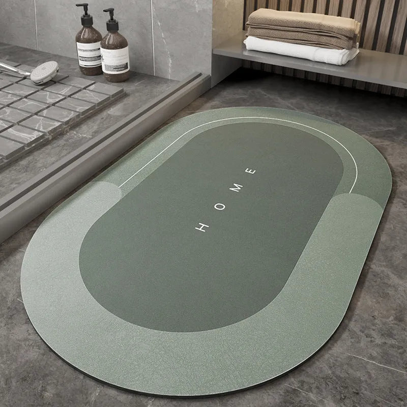 Lake Baikal Blue oval blended machine woven bathroom floor mat 40x60cm