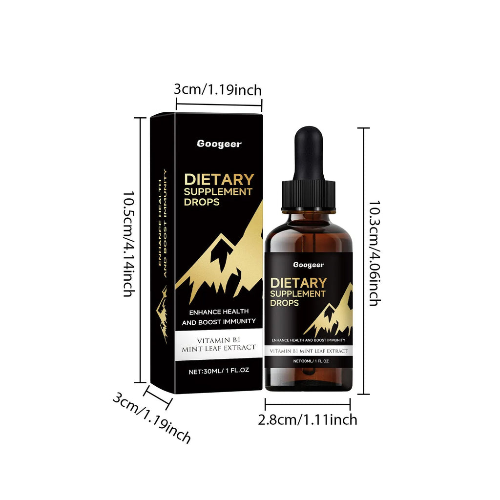 30ml bottle of vegan vitamin D dietary supplement drops with a built-in dropper.