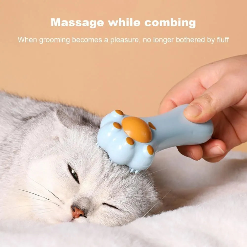 Dual-purpose cat massage comb and dental cleaning toy in assorted colours with rounded teeth