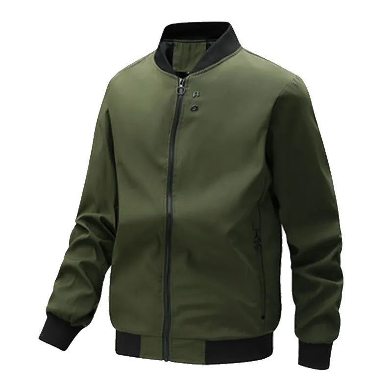 Men's baseball uniform casual jacket with stand-up collar, slim fit, long sleeves, polyester lining, six colours, XS-XXL