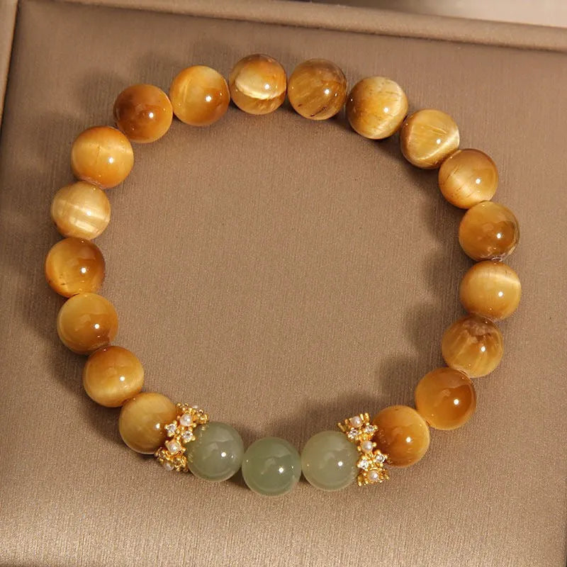 Natural tiger's eye U-shaped bead bracelet with simple auspicious patterns