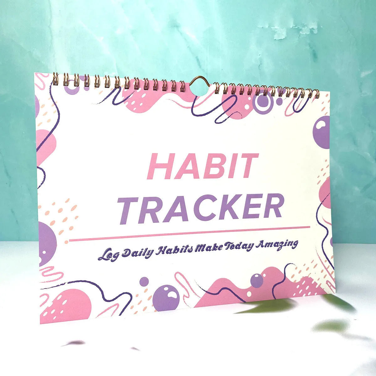 English habit tracking book with 12 pages, 21x28cm, in flower white cover