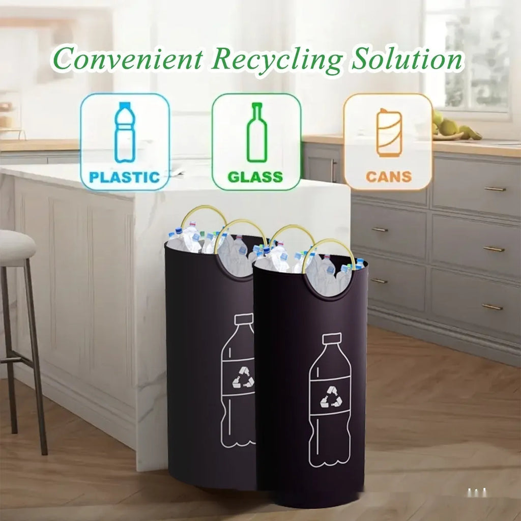 Portable round plastic rubbish bin with 38cm diameter and 72cm height dimensions