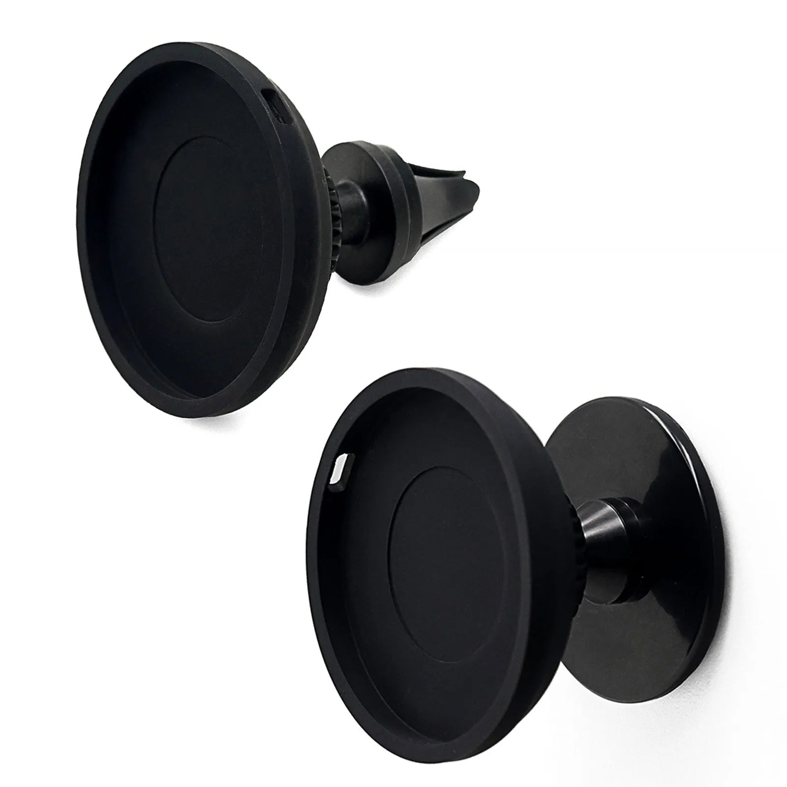 Black magnetic car phone holder with air vent bracket and dashboard base mounting options