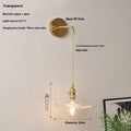 Copper retro wall lamp with transparent glass lotus shade, 22cm diameter