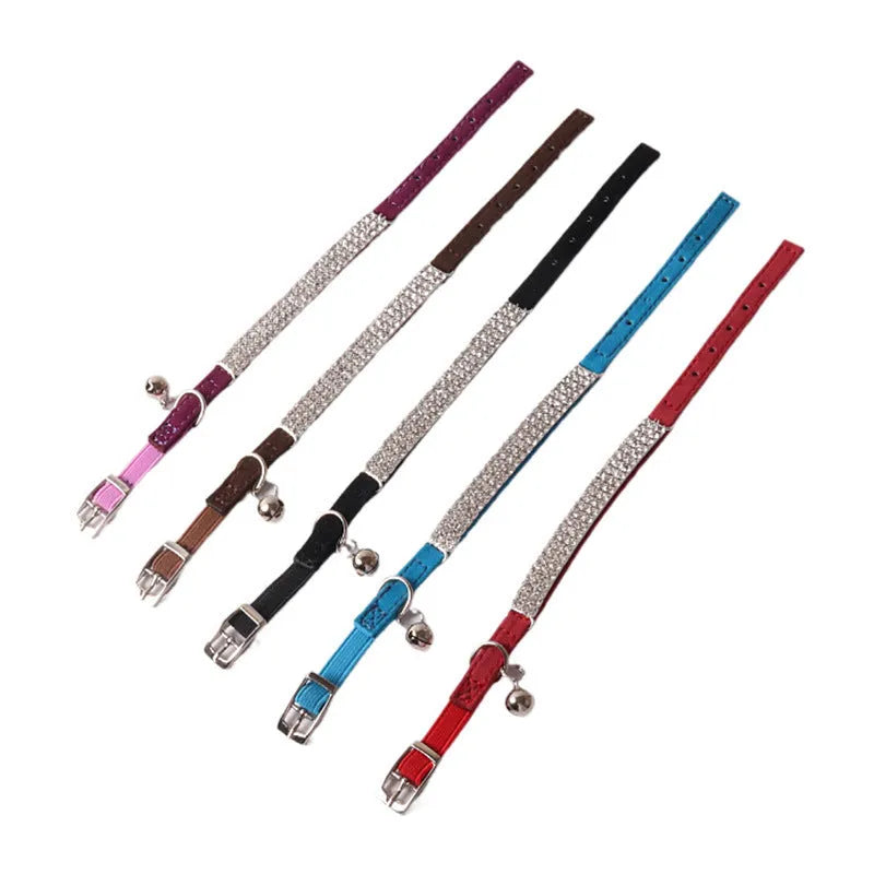 Elastic buckle gang drill pattern cat collar in six colour options including pink and dark brown