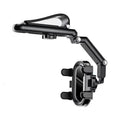 Black and green car sun visor mount with buckle attachment for rear seat installation