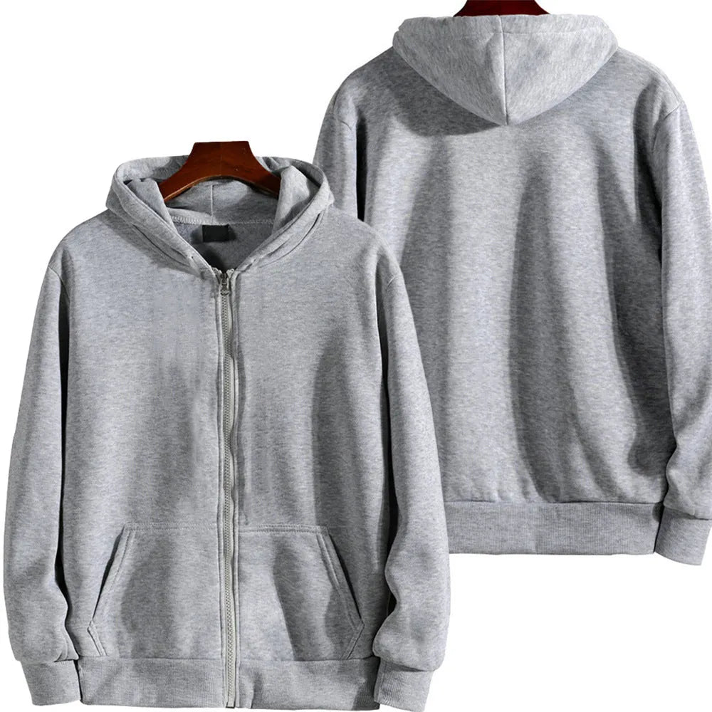 British loose sports American zipper jacket for men in solid colours with cardigan style and no padding design