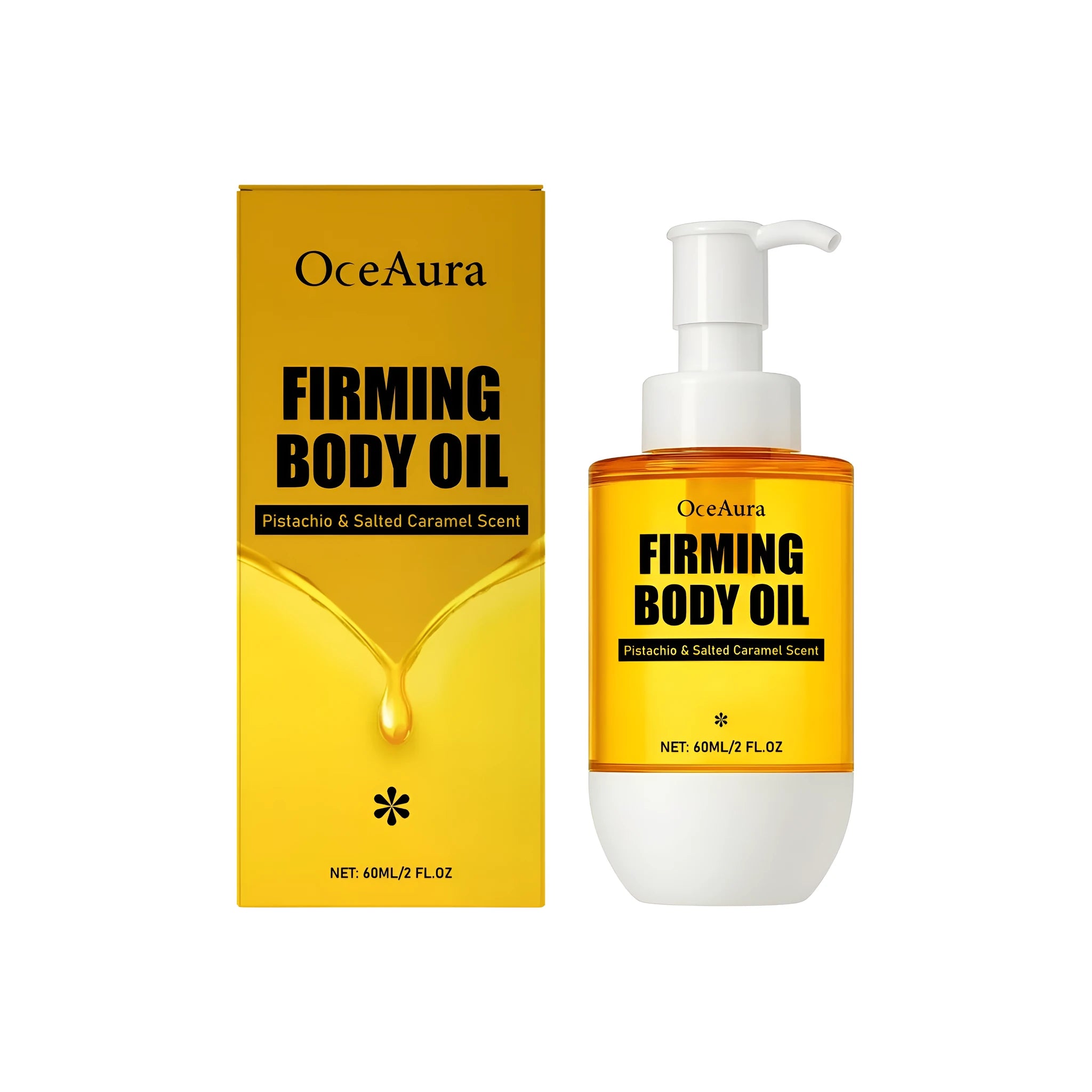 60ml body oil bottle with tightening and wrinkle resistant formula containing glycerin and pistachio oil