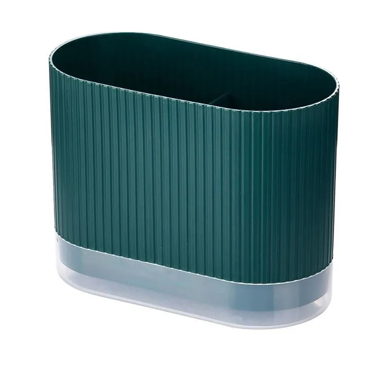 A beige plastic wall-mounted chopsticks holder with a cross-border drain design for kitchen utensil storage.