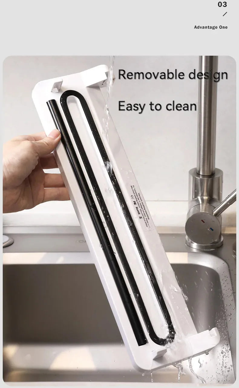 Black automatic vacuum sealer machine for household food preservation with compact design