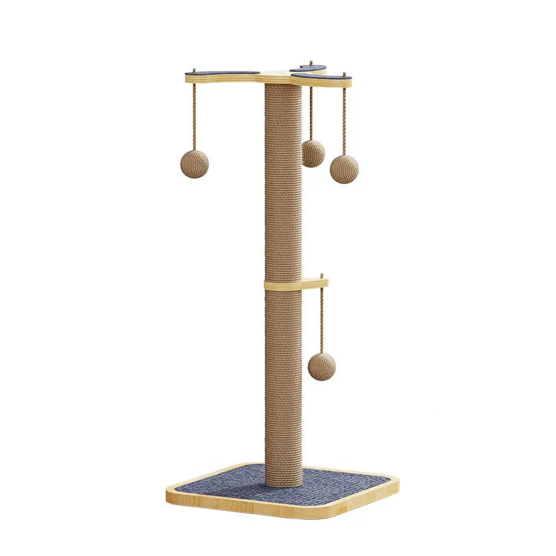 Windmill-style cat climbing frame with scratch-resistant hanging ball toy