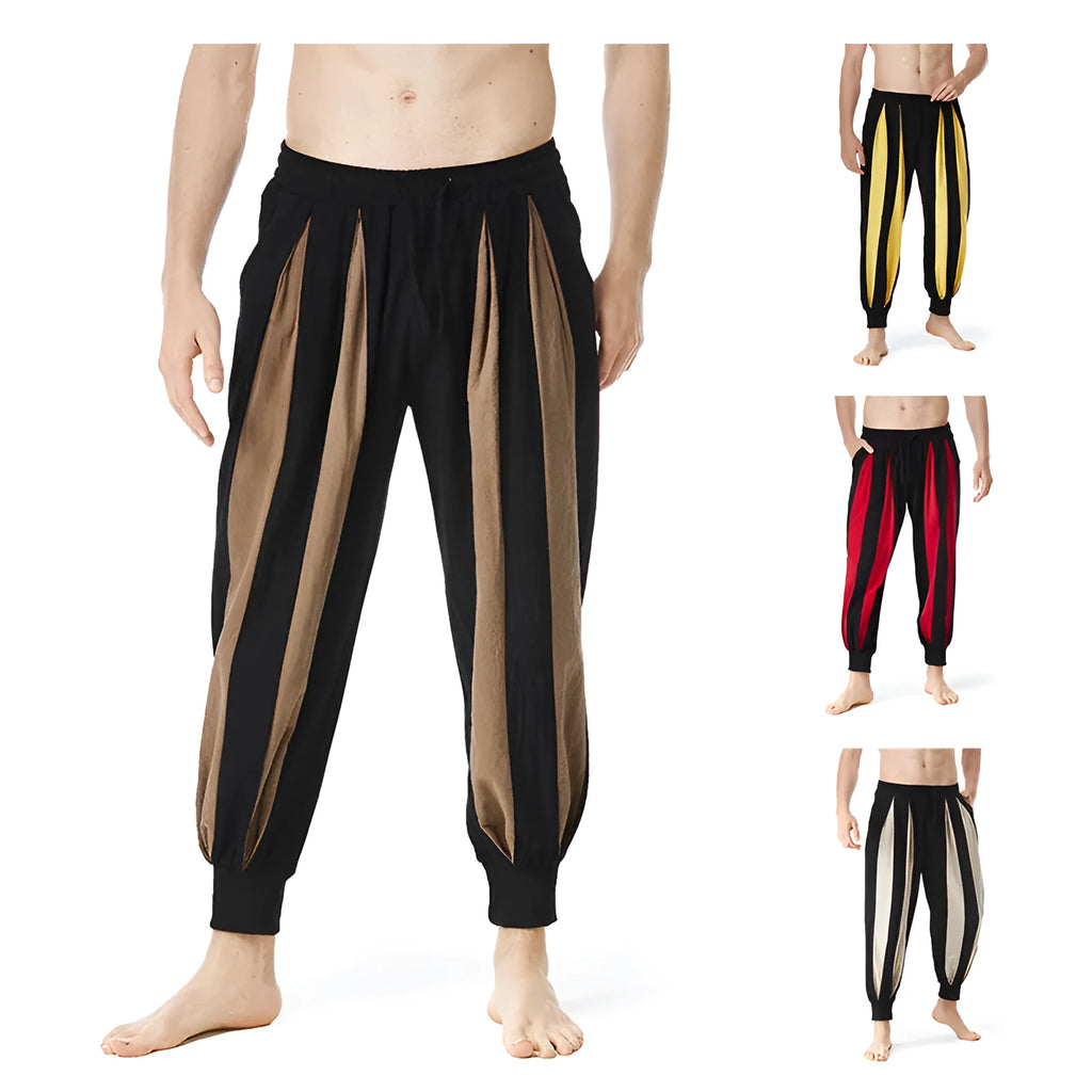 Men's straight leg casual trousers in polyester fibre available in four colours and six sizes