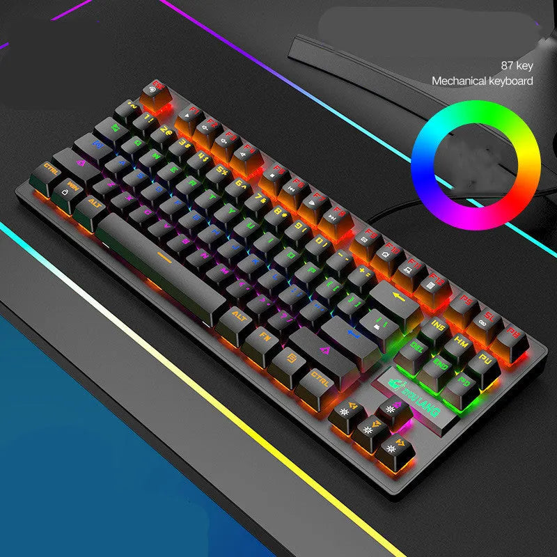 Black mechanical gaming keyboard with ABS construction and simple design