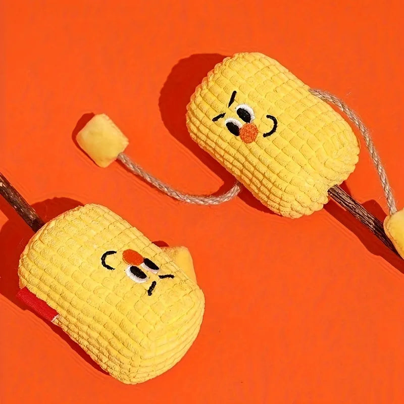 Corn cob shaped cat chew toy made from natural polio wood with catnip filling for dental hygiene