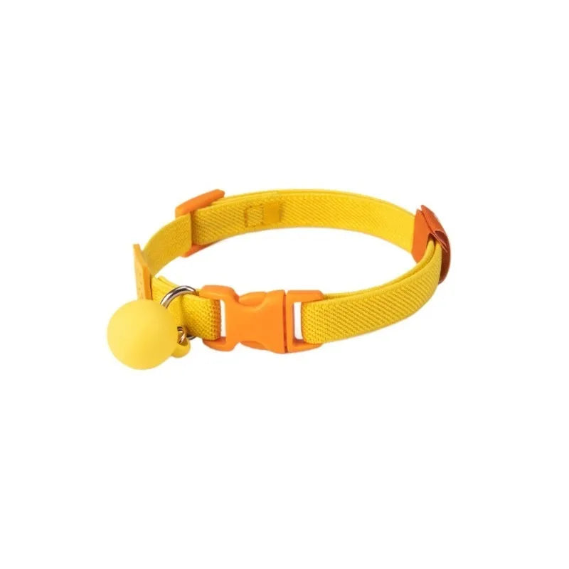 Small dog wearing adjustable polyester pet collar with monochrome pattern in one of seven available colours