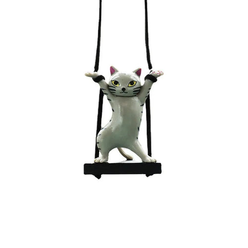 Resin cat pendant car decoration with adjustable rope in cartoon animal designs