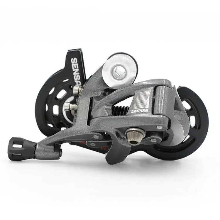 Road bike 11-speed aluminum alloy transmission kit showing manual shifter, dials, and short-leg rear derailleur.
