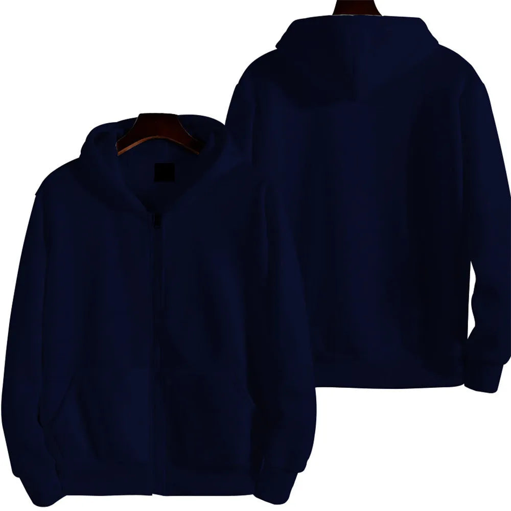 British loose sports American zipper jacket for men in solid colours with cardigan style and no padding design
