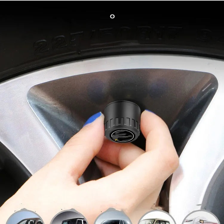 Bluetooth 5.0 automotive tyre pressure monitor system with four sensor units and installation tools