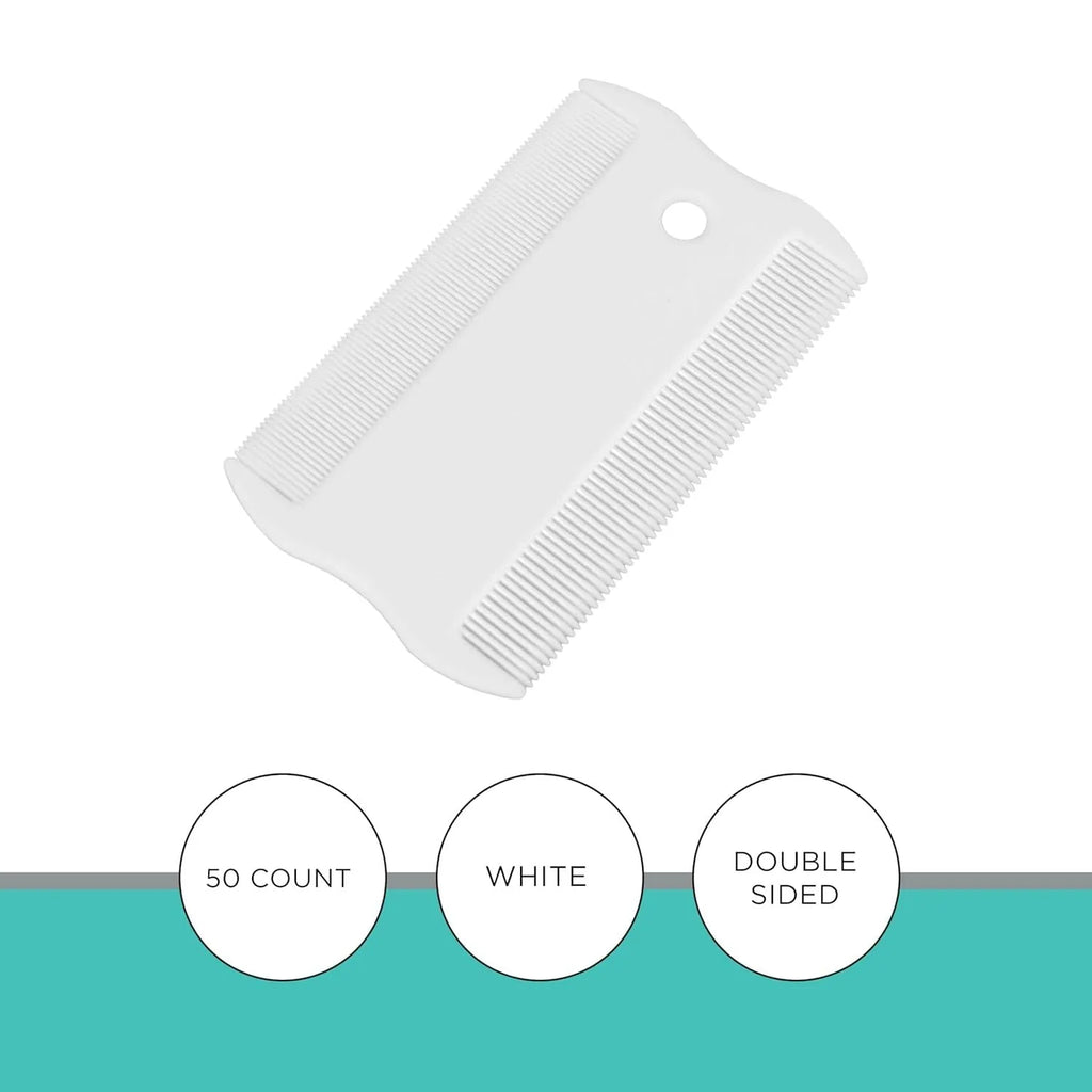 Double-sided plastic flea comb for pets showing dense teeth on one side and grate mouth design