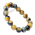 Handmade Fantasy Tiger Eye agate bracelet with round beads in geometric design.