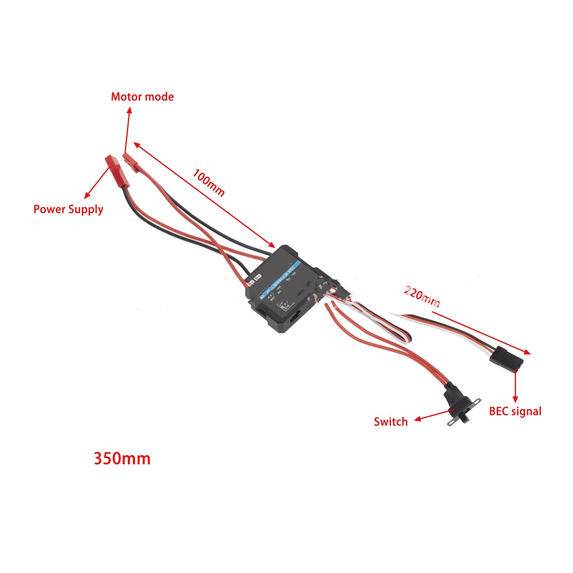 Small Boat G500 40A miniature brushed electronic speed controller (ESC) for RC models.